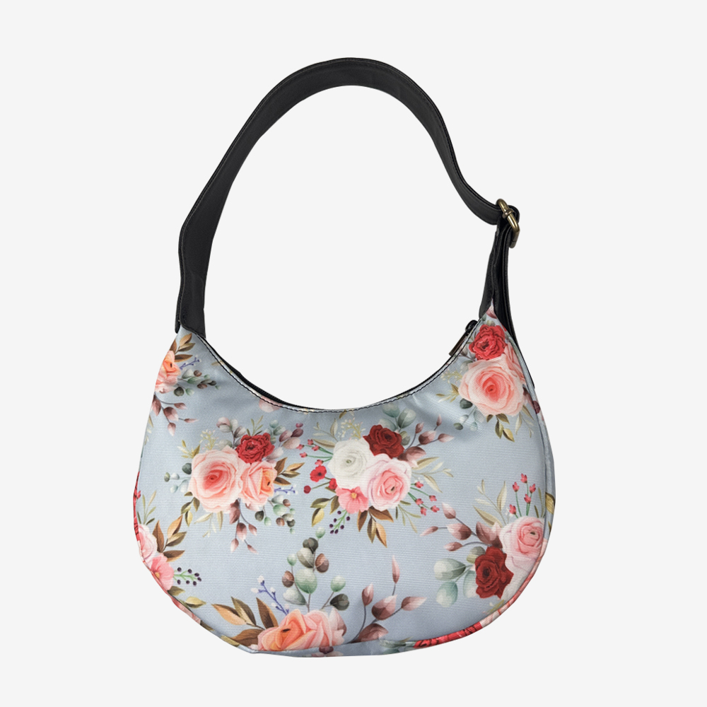 Pink Rose Digital Printed Moon Handbag | Buy Moon Handbag